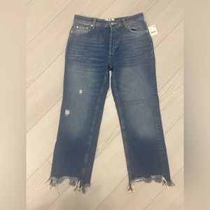 NWT Free People We the Free Maggie Ripped Ankle Straigh Leg Jeans Size 28